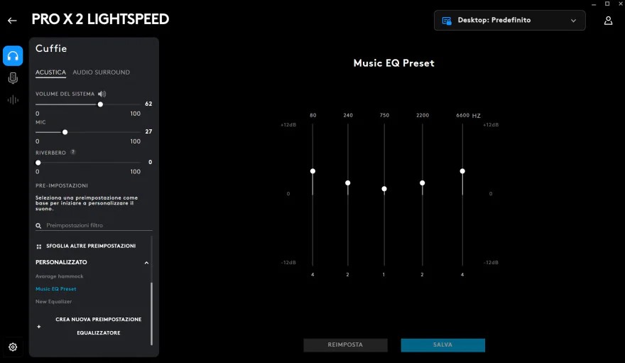 Le cuffie Logitech G PRO X 2 LIGHTSPEED permettono di personalizzare l’equalizzazione attraverso il software G HUB