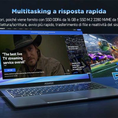 Il Laptop Acemagic AX16 Pro è adatto per il multitasking grazie alla dotazione hardware